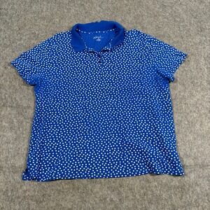 Kim Rogers‎ Women's Golf Shirt Size XL Blue White Polka Dots Short Sleeves Top